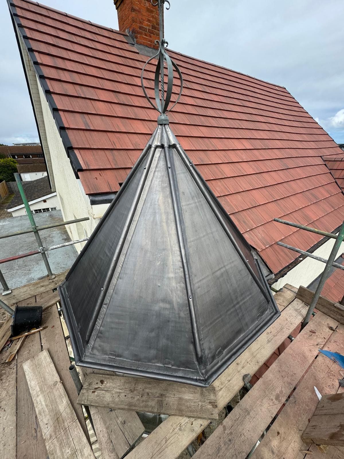 Lead-covered conical turret roof